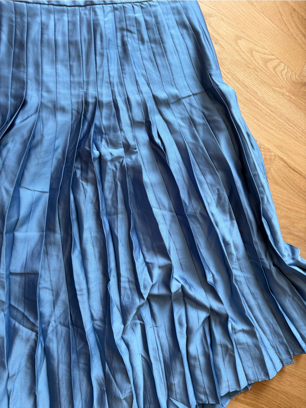 Ann Taylor Pleated Satin Maxi Skirt - Blue - Picture 3 of 3